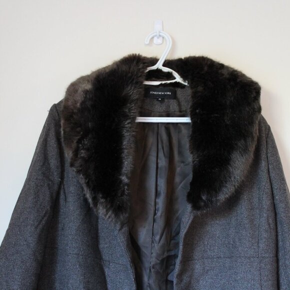 Jones New York Faux Fur Wool Winter Jacket - Picture 6 of 7